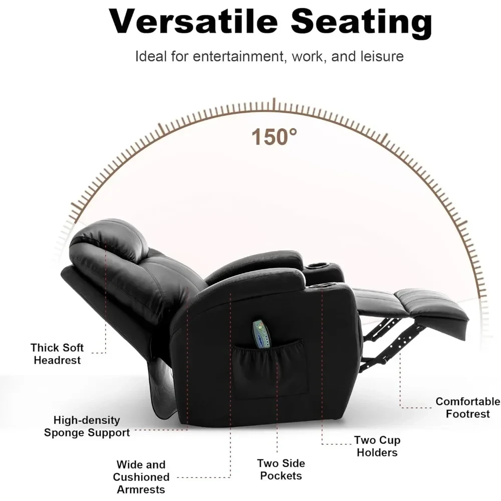 360 degree swivel recliner with heat function