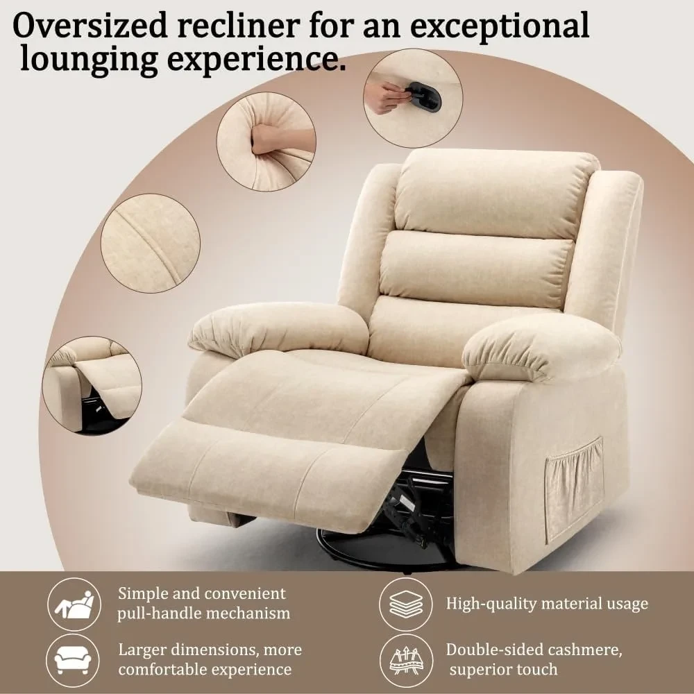 360 degree swivel rocking chair with massage features