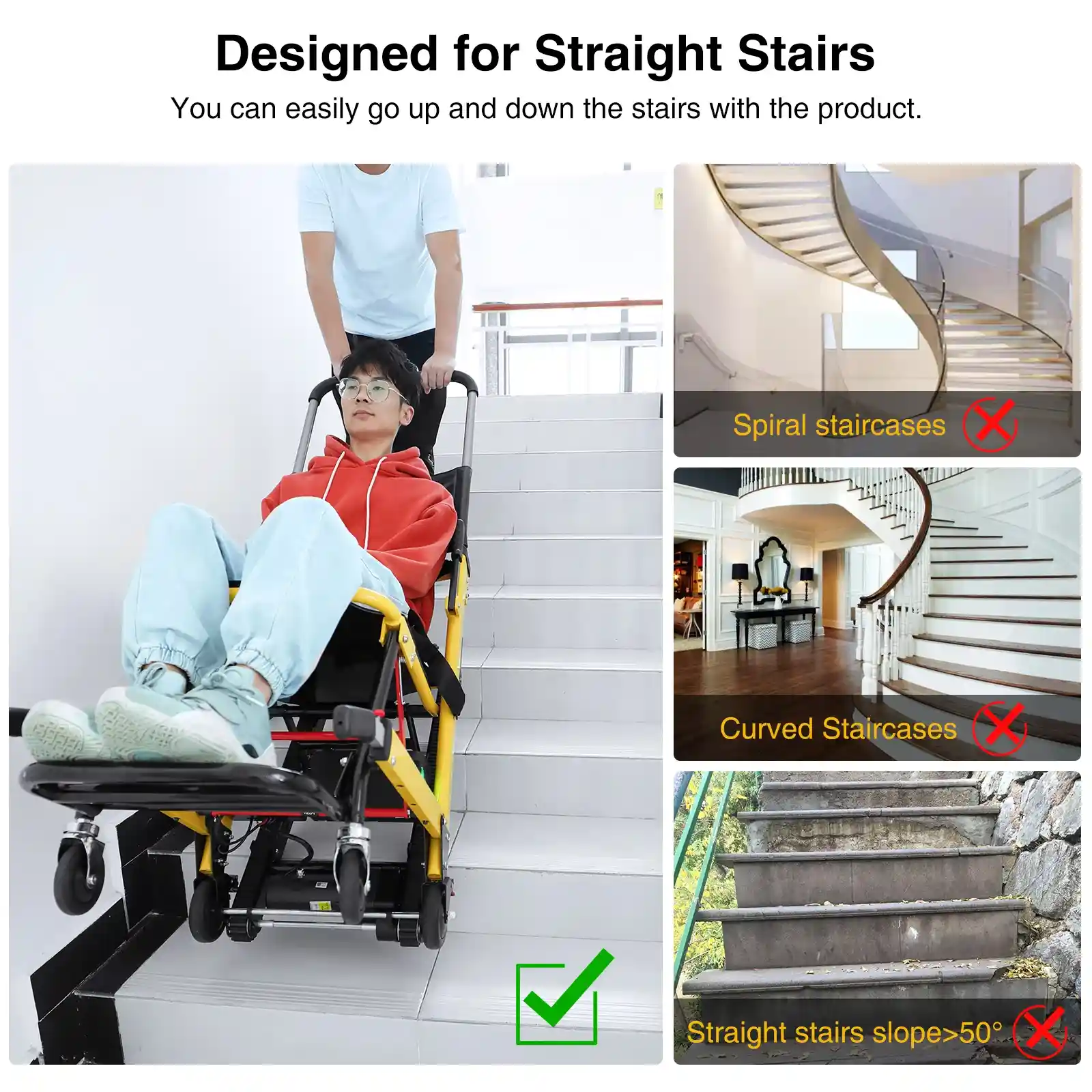 440 lbs capacity stair climbing wheelchair for seniors