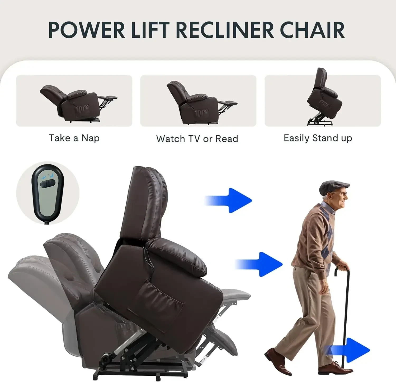 adjustable electric leather chair for living room relaxation