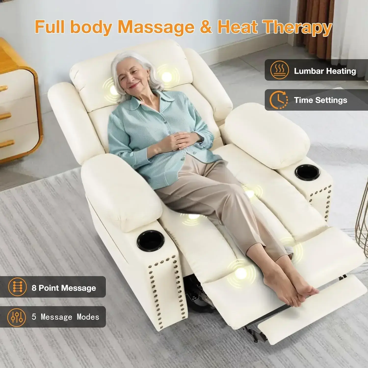 adjustable recliner with heat for relaxation