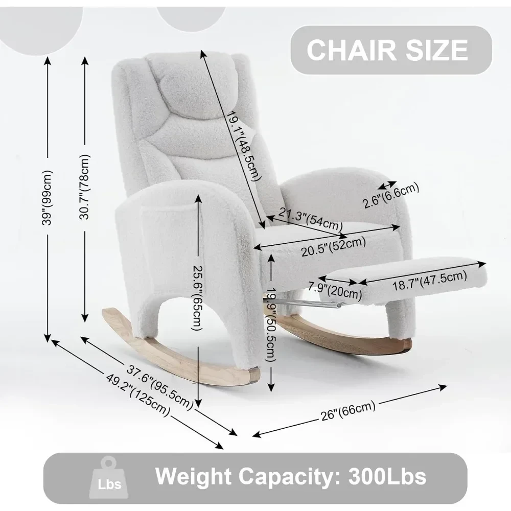 adjustable reclining feature in linen rocking chair