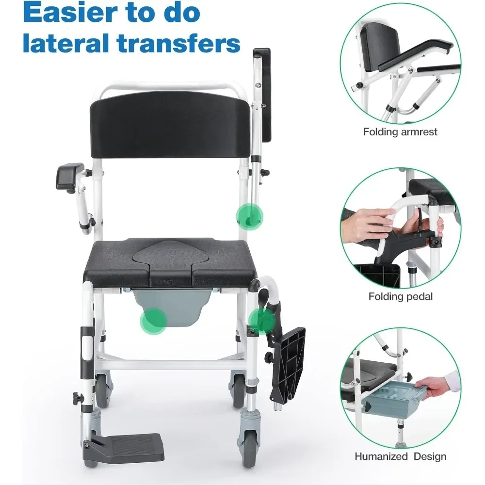 bariatric shower transfer chair with safety features