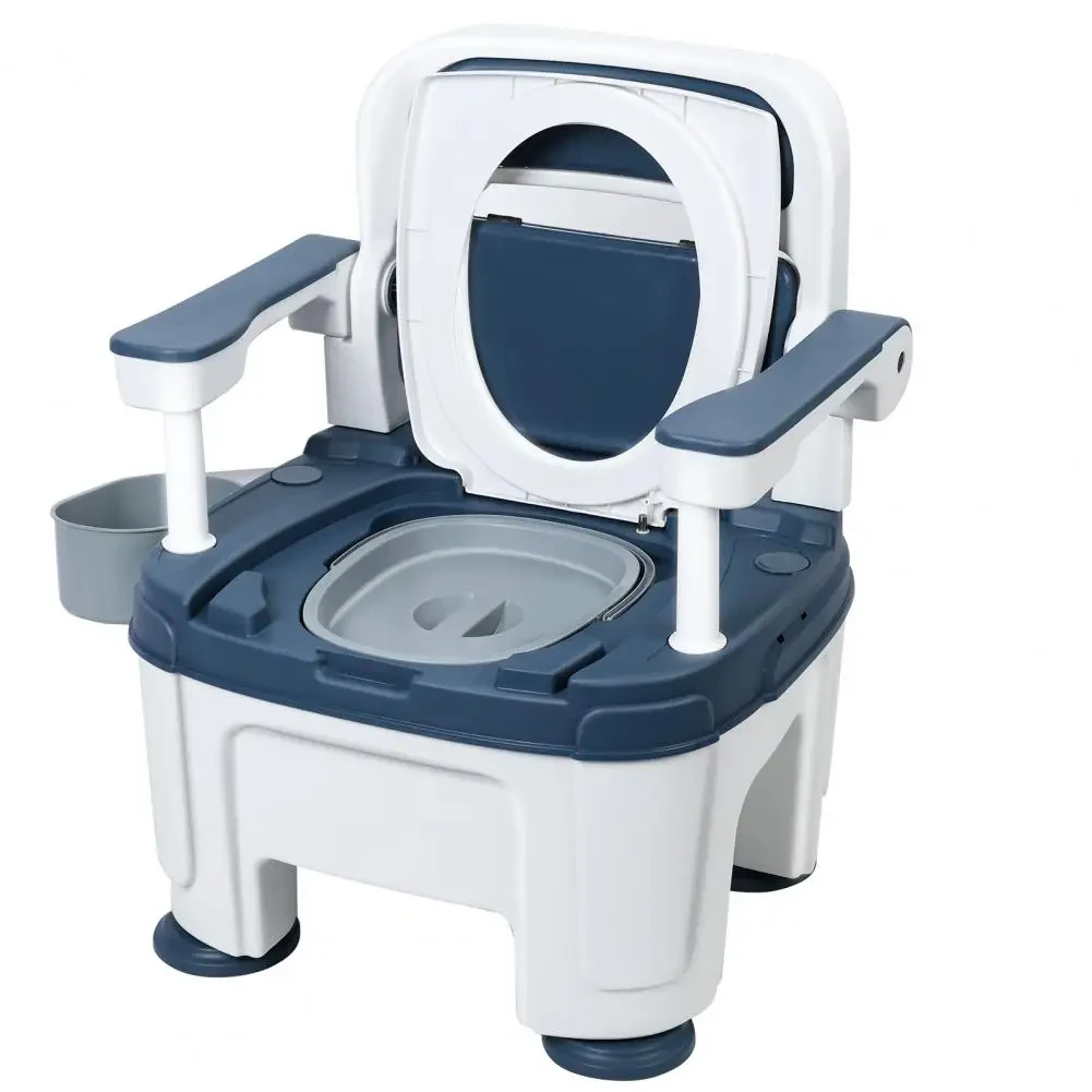 bedside toilet with safety rails for elderly assistance