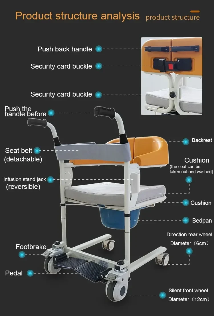 durable patient transfer chair with armrests