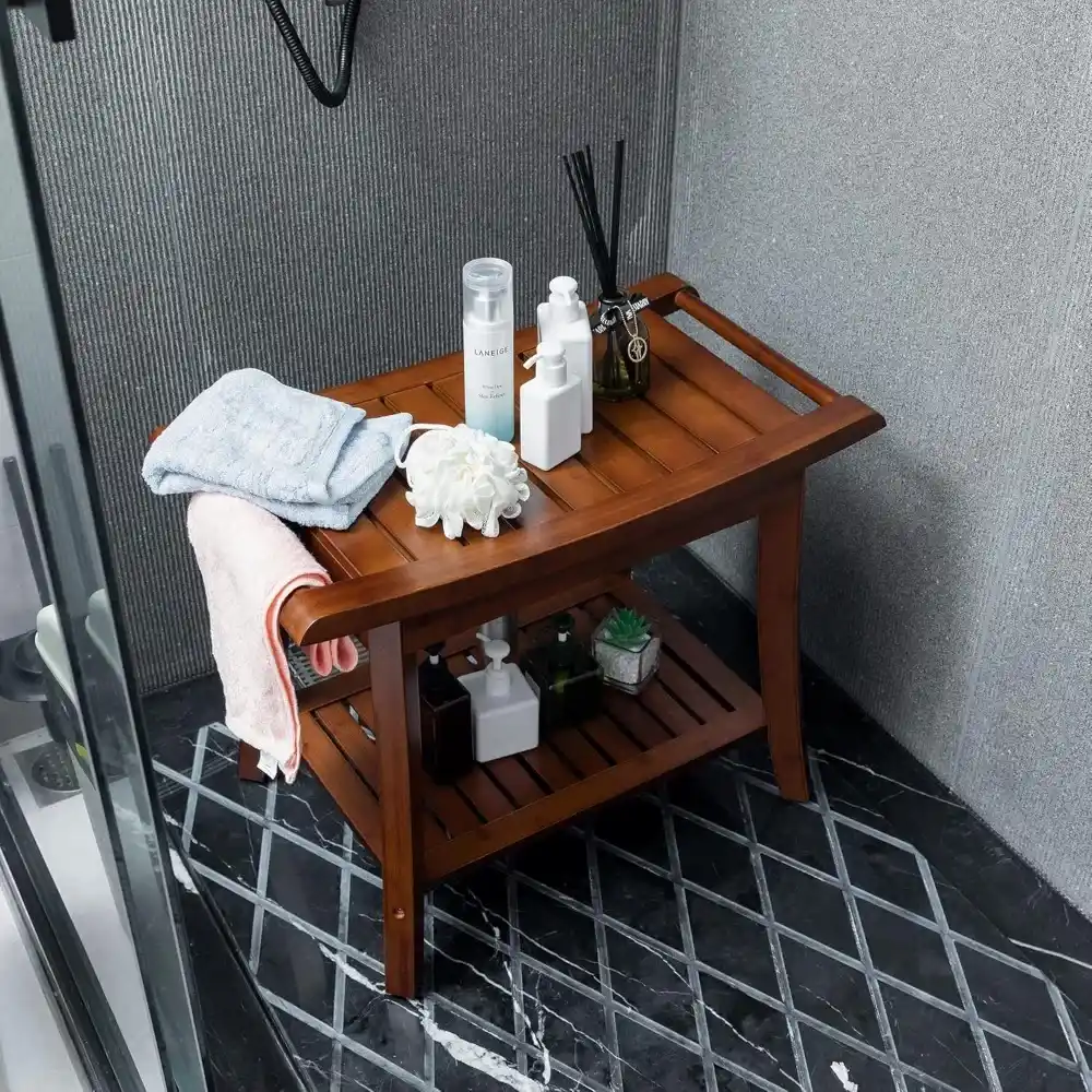 ergonomic bamboo shower seat for comfortable use