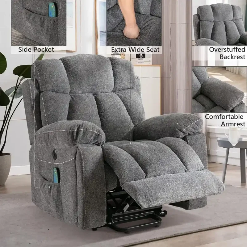 ergonomic lift recliner for elderly with soothing heat