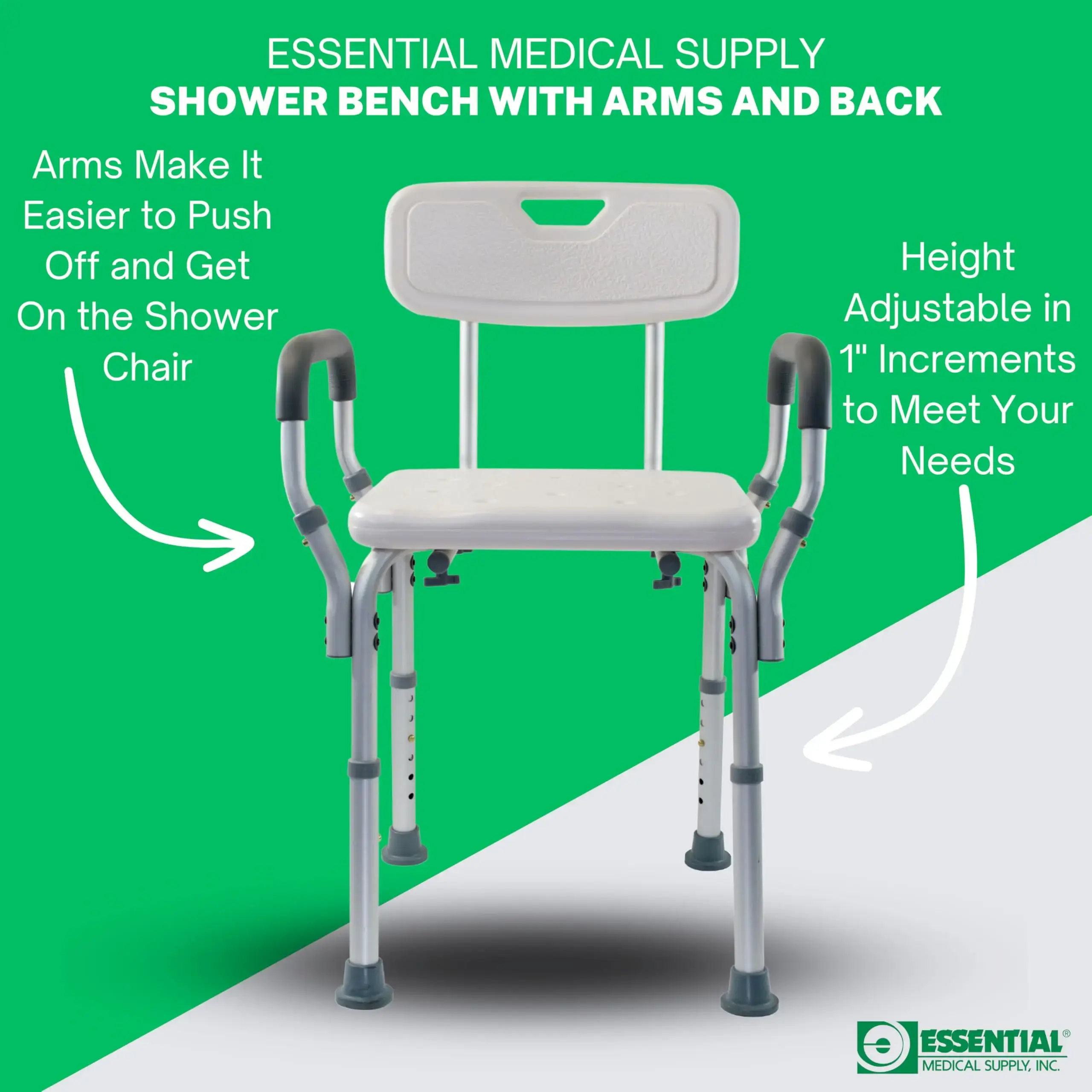 ergonomic shower chair with arms for disabled individuals