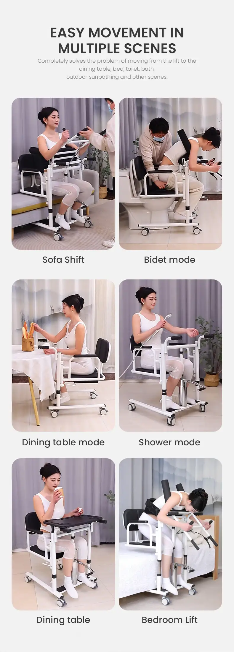 folding lift commode chair for elderly care