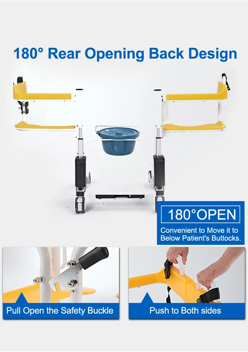 four wheel mobility commode chair for bathroom use