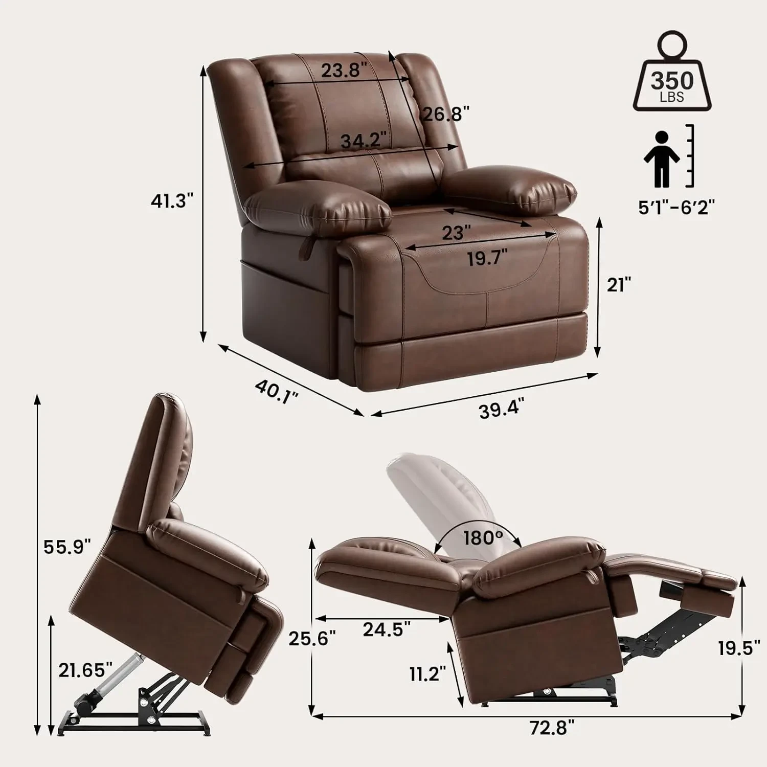 heated leather power lift recliner for elderly comfort