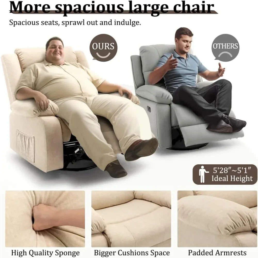 heated oversized rocking chair for seniors relaxation