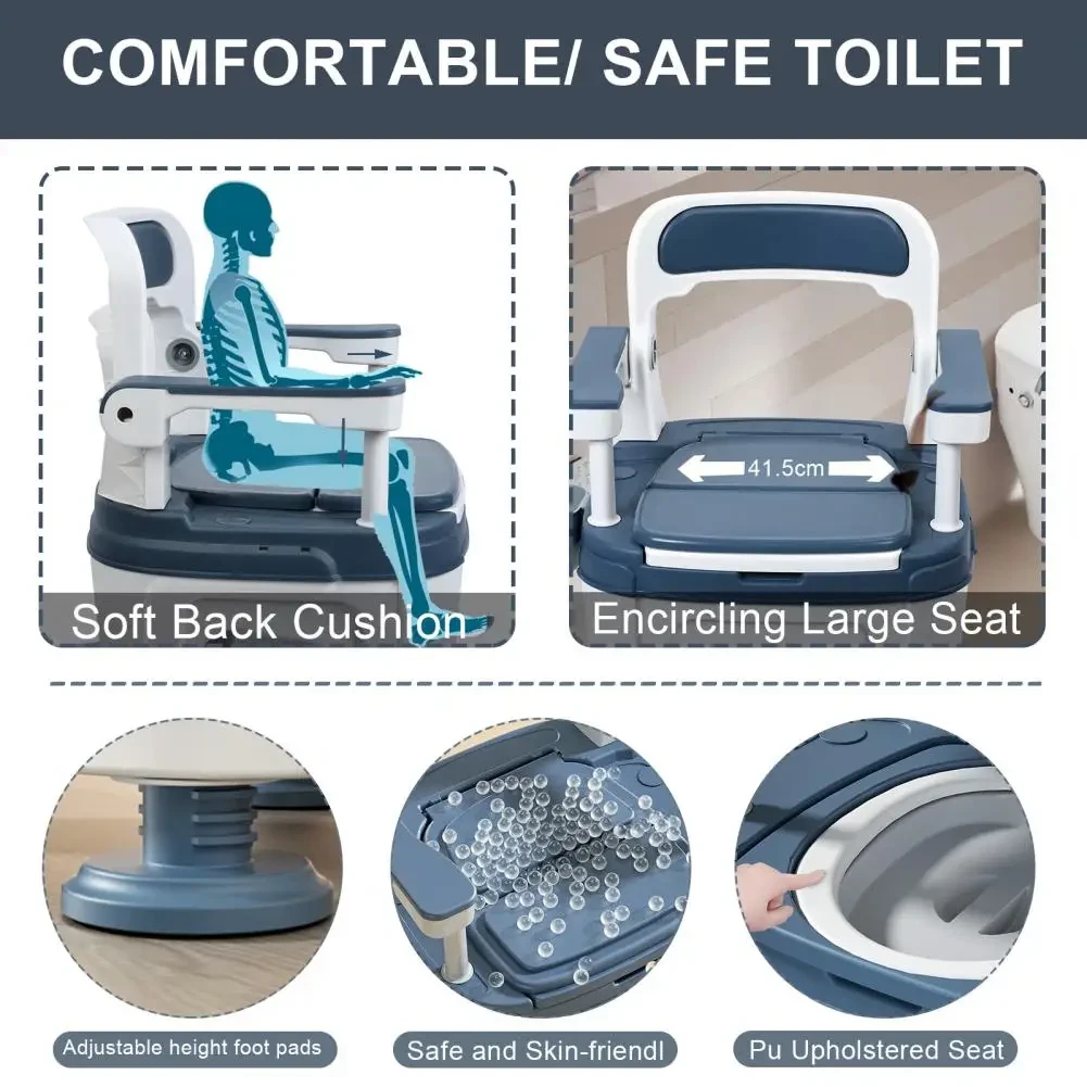 height adjustable toilet chair for comfortable elderly use