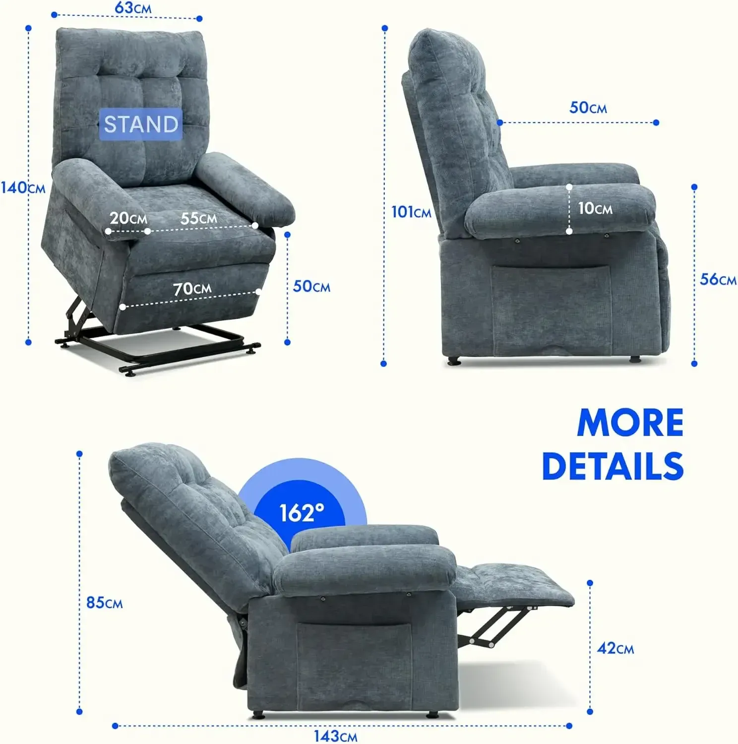 high quality leather lift chair with power recline option