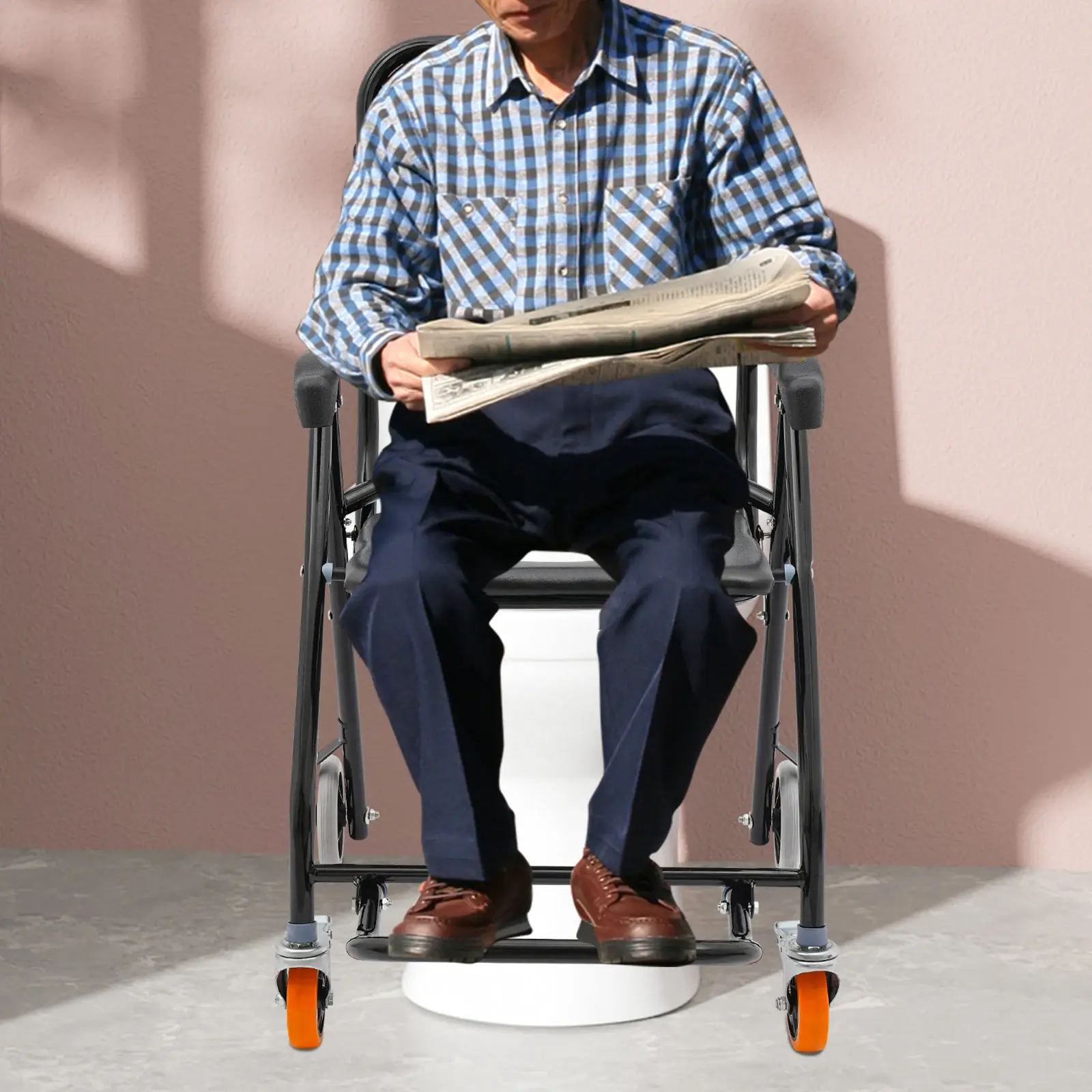 lightweight transfer chair with wheels for seniors