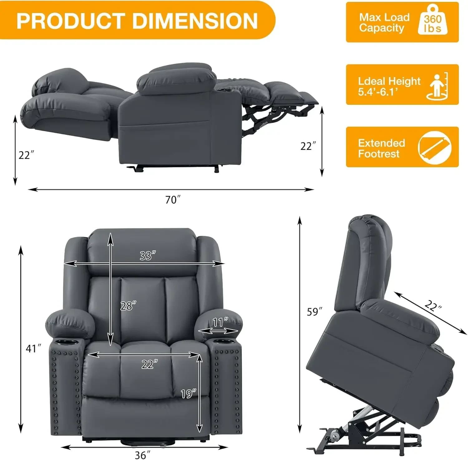 luxury heat and massage lift recliner chair