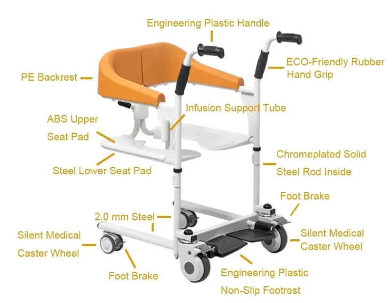 mobility aid commode chair for disabled patients