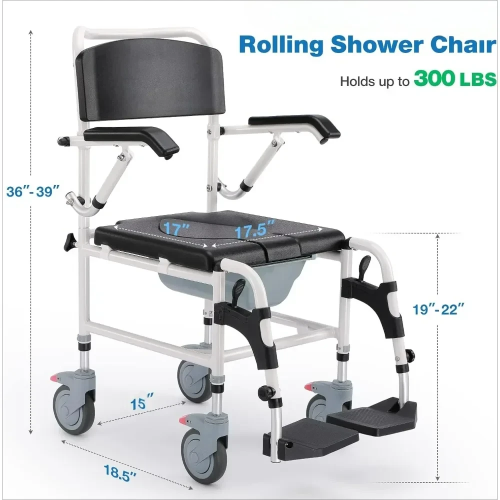 mobility aid shower chair with commode function