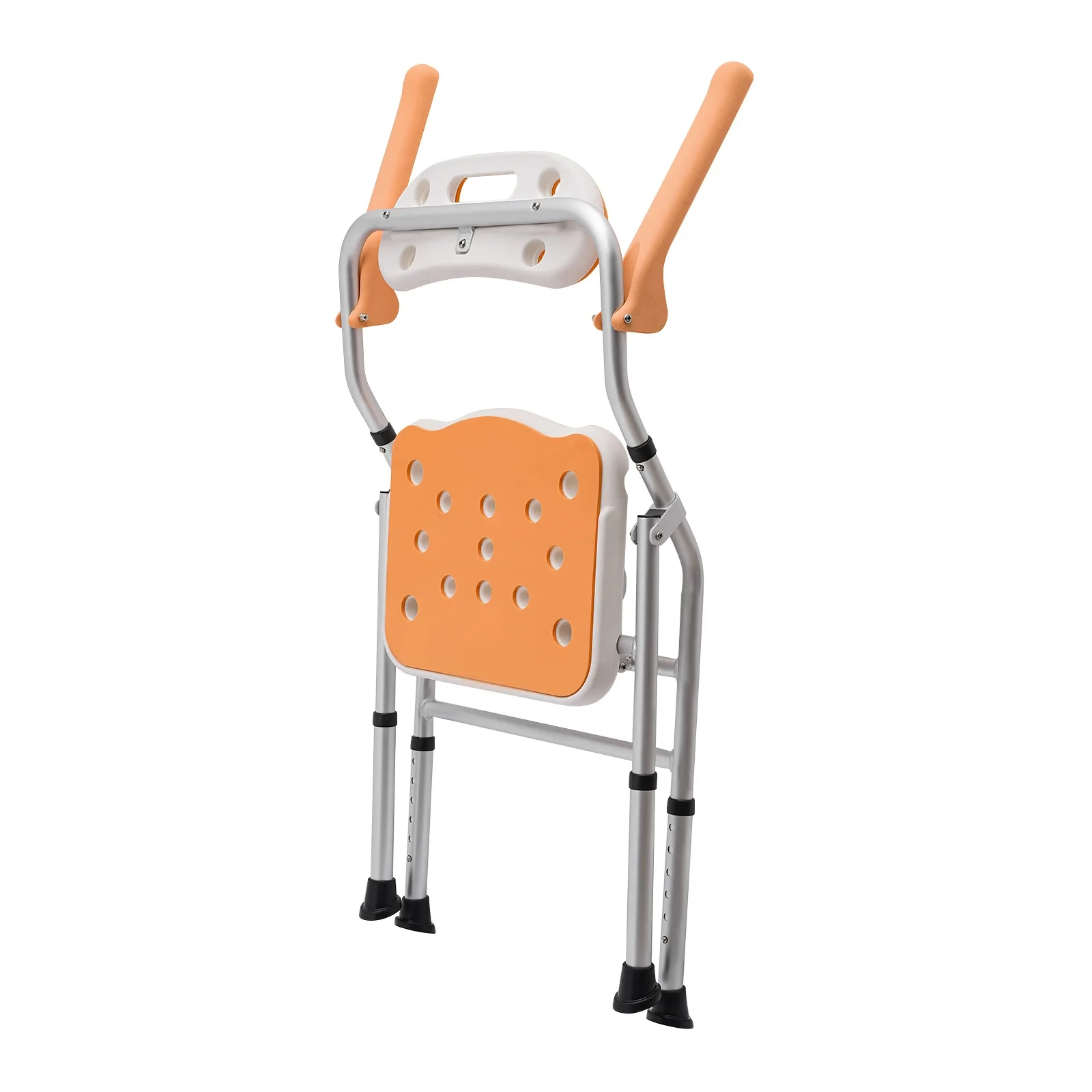 orange folding shower stool for elderly use