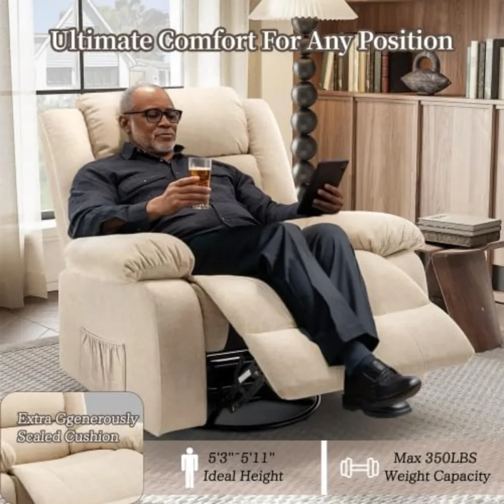 oversized rotating rocking chair for elderly comfort