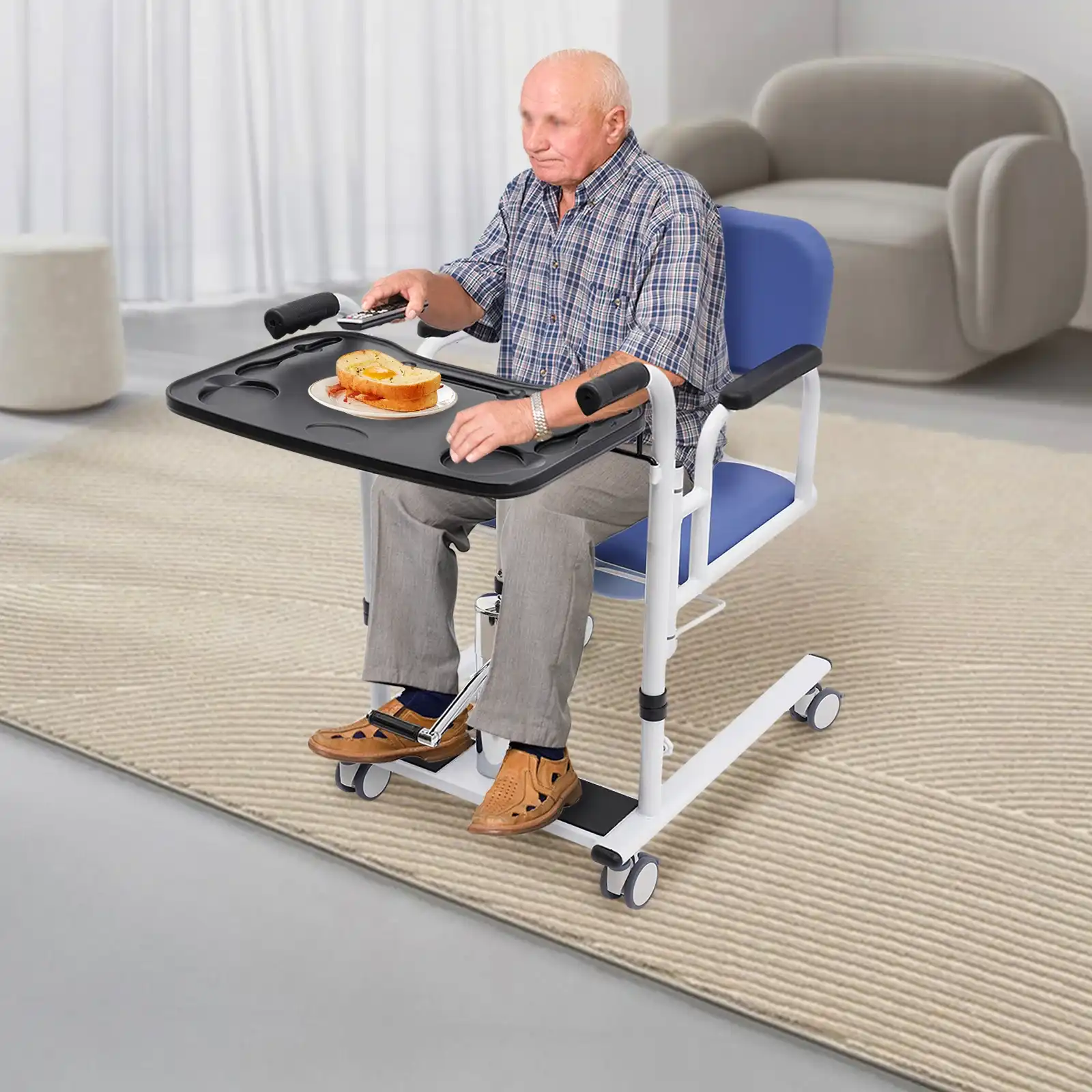 patient transfer chair with wheels and brakes