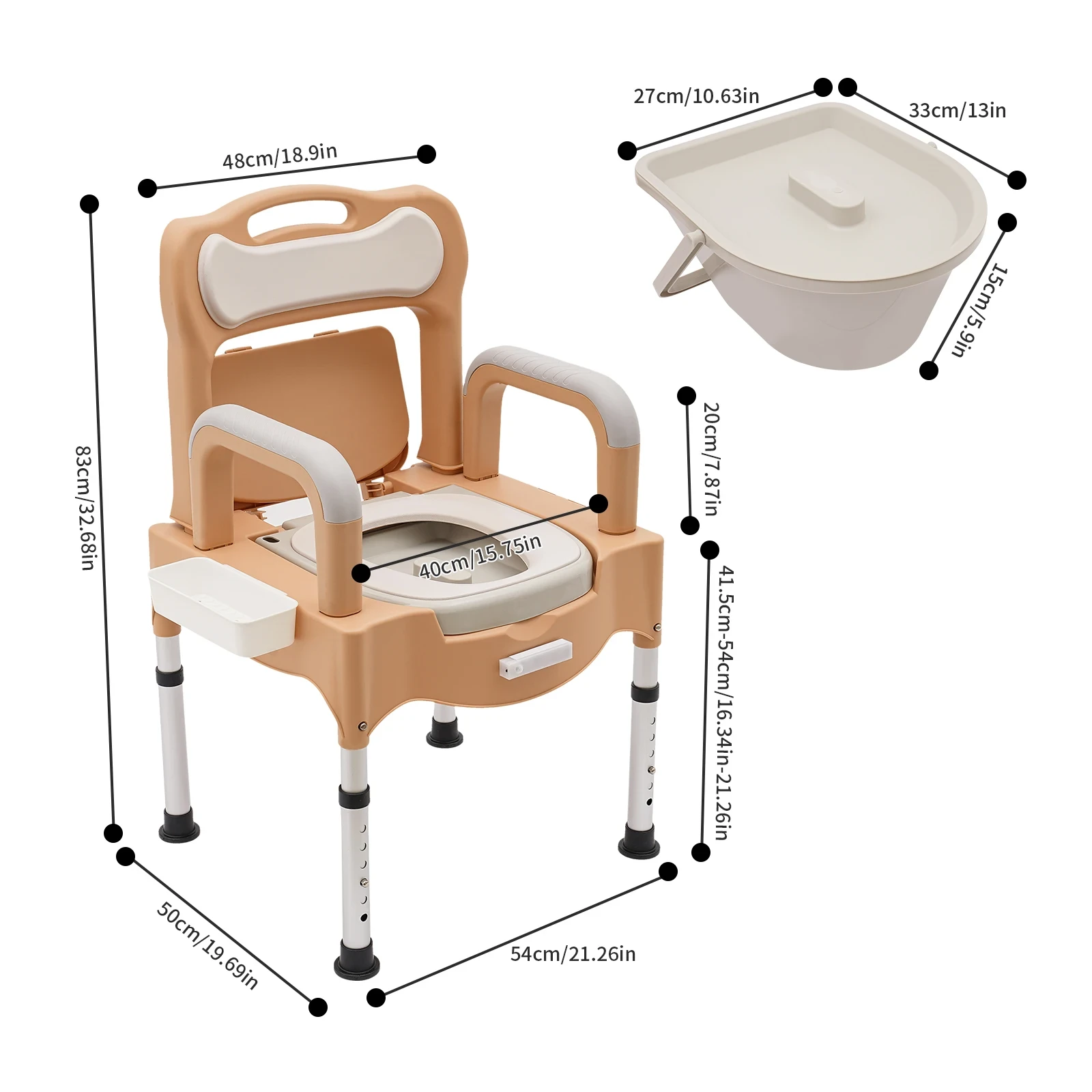 portable adjustable commode for senior independence