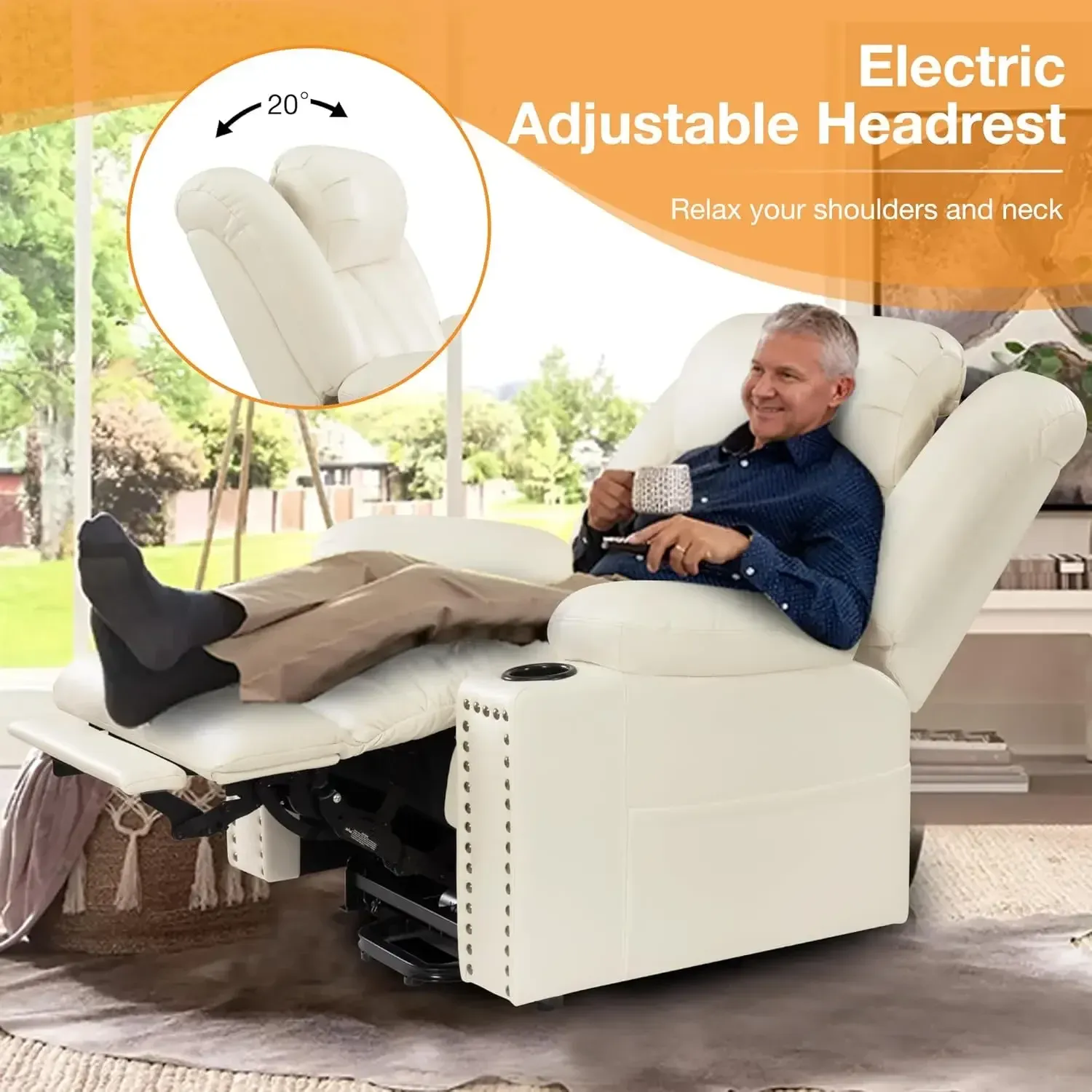 power lift recliner with adjustable lumbar support