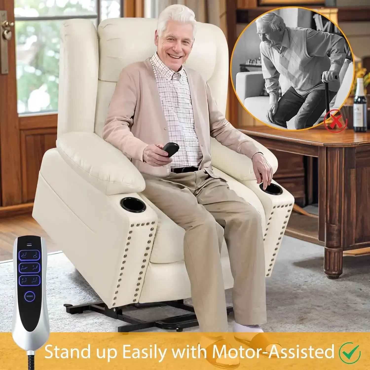 recliner with easy lift function for elderly