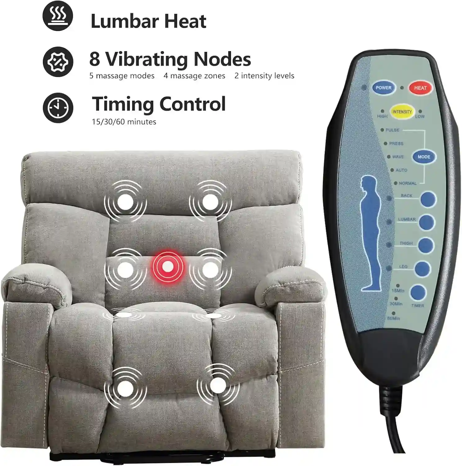 relaxing massage and heat lift chair for seniors