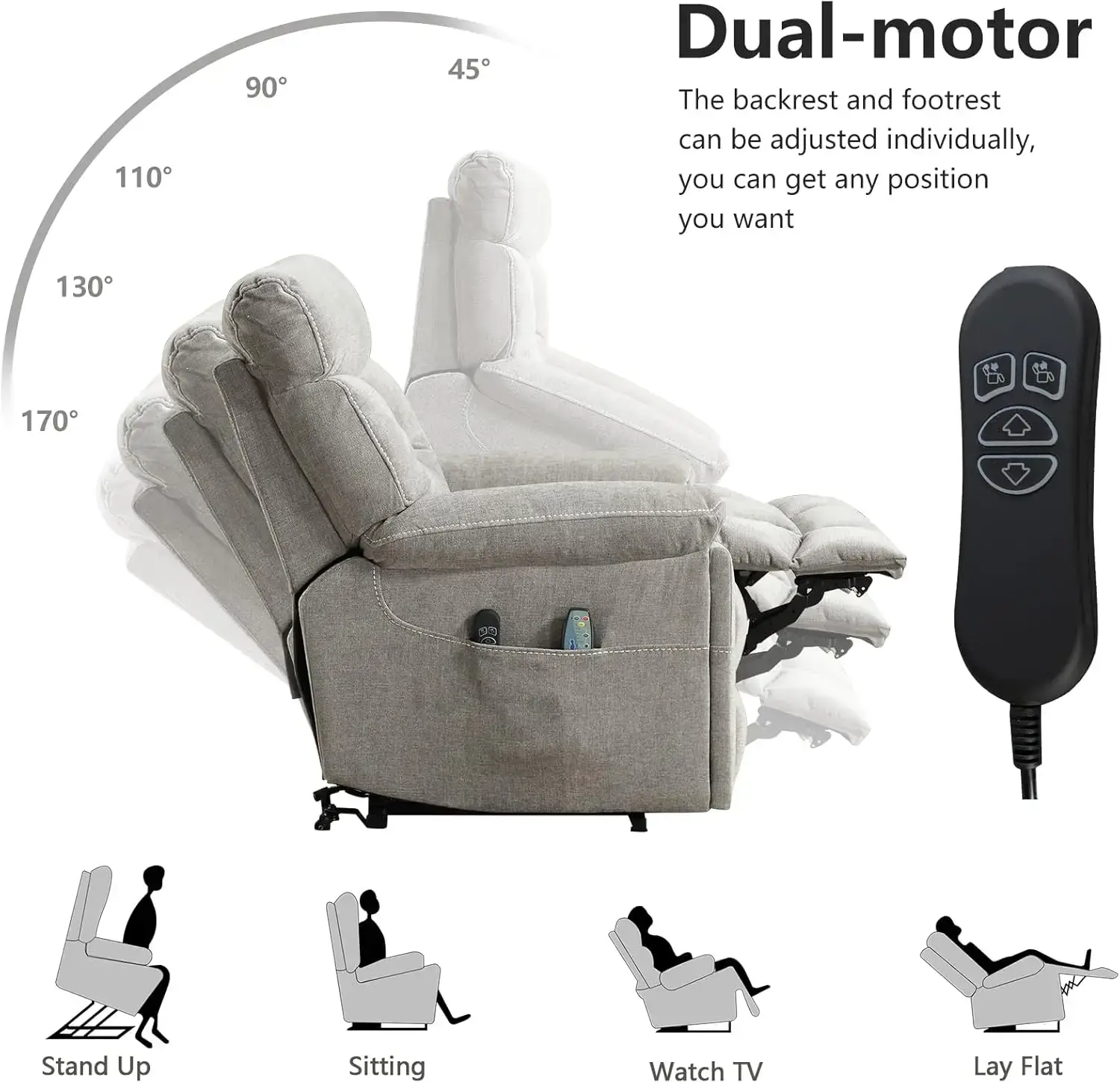 spacious lift chair with multiple recline settings