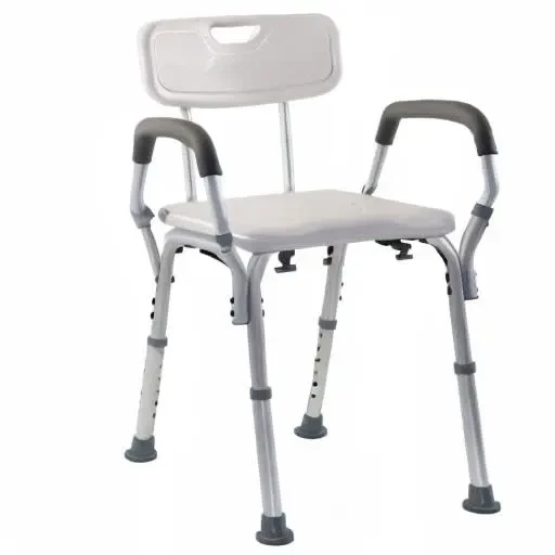 stable high back shower chair with arm support