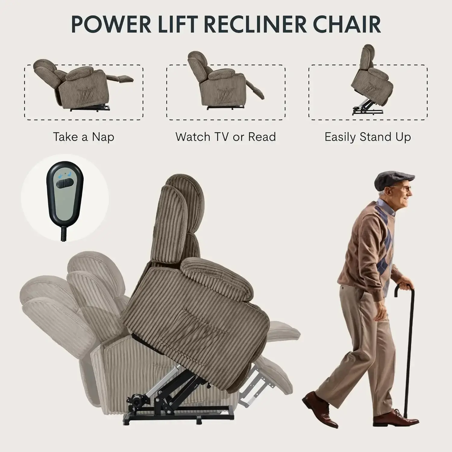 stylish leather lift chair with remote control operation