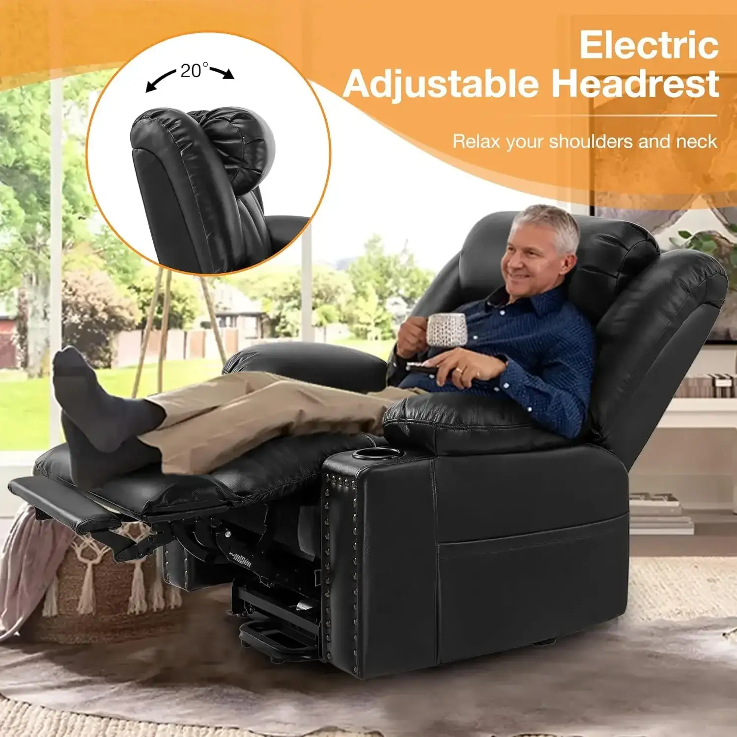 stylish recliner chair with heat and massage