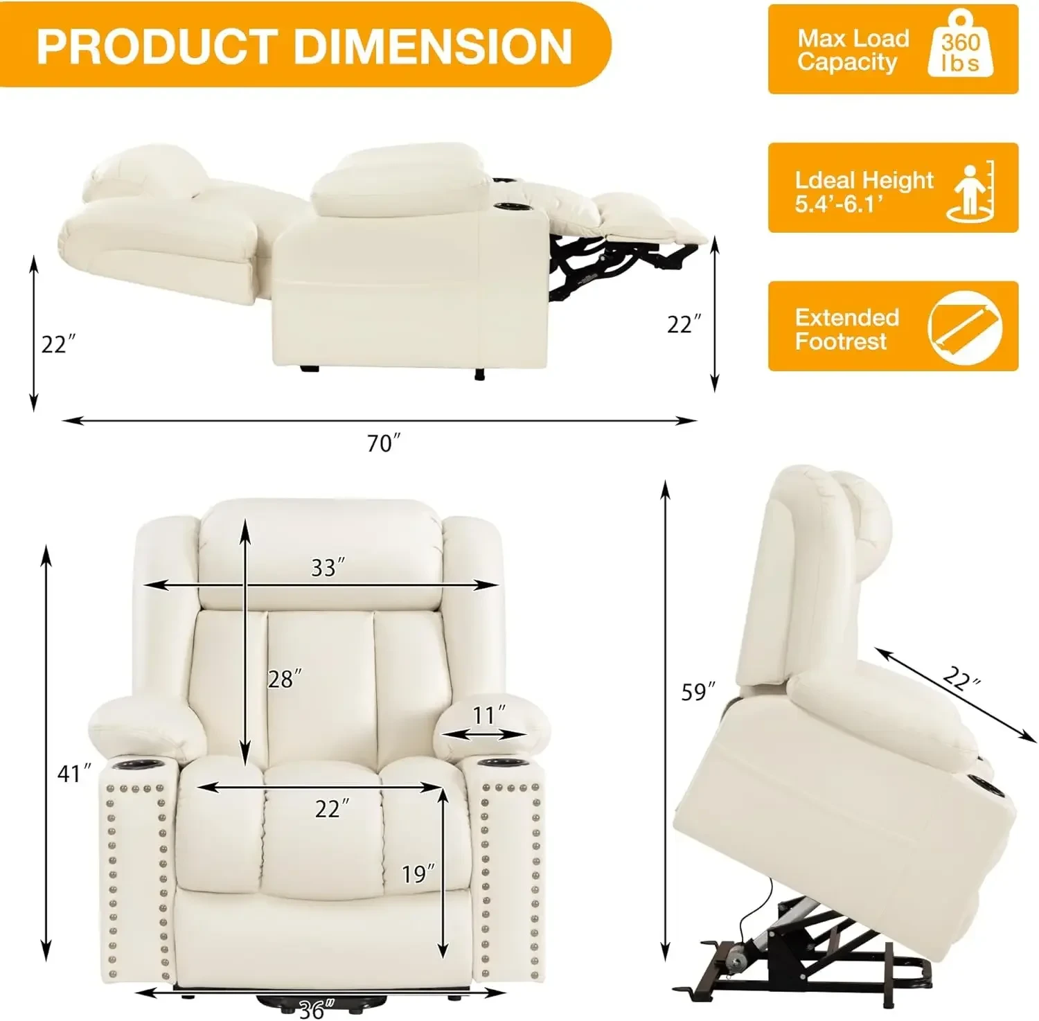 therapeutic heat massaging recliner for elderly